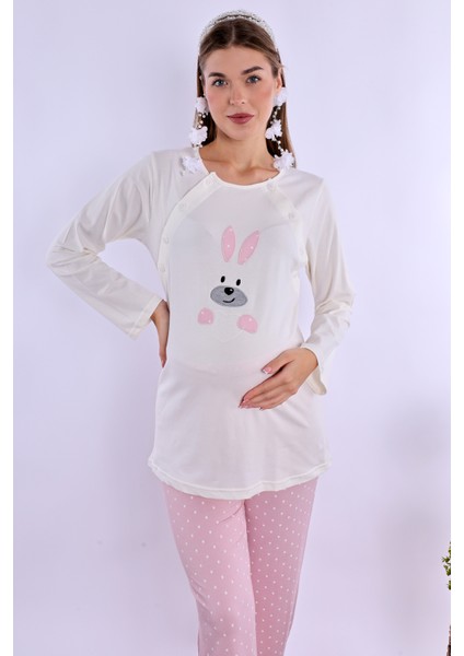 Pembe Hamile Lohusa Pijama Takımı