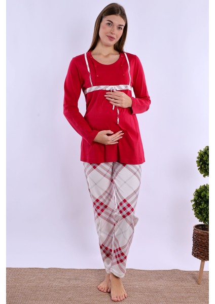 Vişne %100 Pamuk Hamile Lohusa Pijama Takımı fiyatları