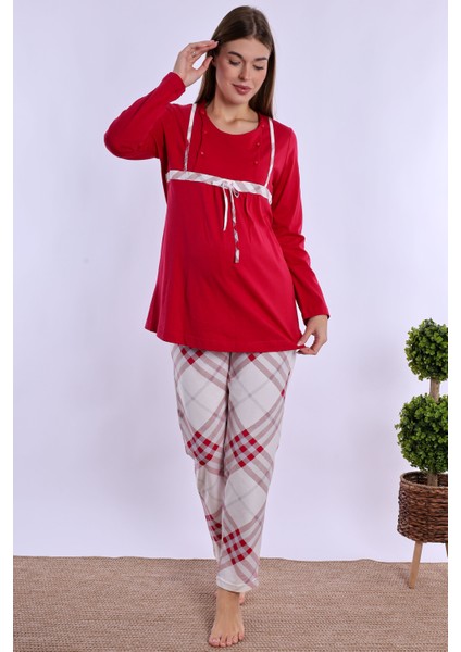 Vişne %100 Pamuk Hamile Lohusa Pijama Takımı indirimleri