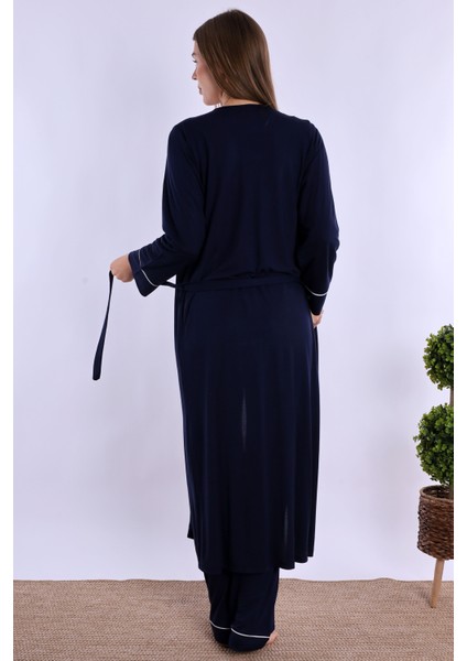 Lacivert Sabahlıklı Hamile Lohusa Pijama Takımı modelleri