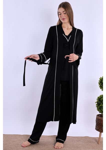 Siyah Sabahlıklı Hamile Lohusa Pijama Takımı