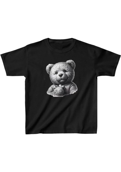 Unisex Çocuk Baskılı T-Shirt - Siyah