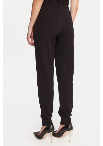 Kadın Regular Fit Nakışlı Yazı Logolu Paçası Lastikli Eşofman Altı - Siyah/altın Sarısı fiyatları