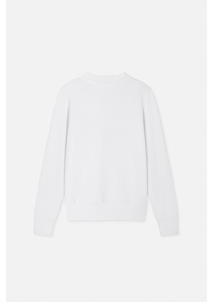 Kadın Regular Fit Barok Desenli Bisiklet Yaka Sweatshirt - Beyaz/altın Sarısı fiyatları