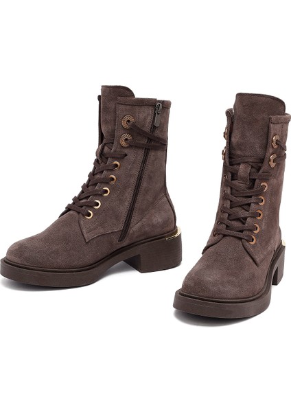 Kadın Vizon Fermuarlı Bağcıklı Süet Deri Postal Bot 25WFD202710 modelleri