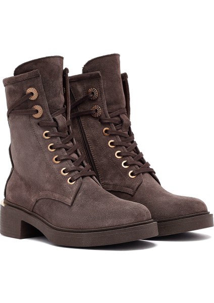 Kadın Vizon Fermuarlı Bağcıklı Süet Deri Postal Bot 25WFD202710 fırsatları