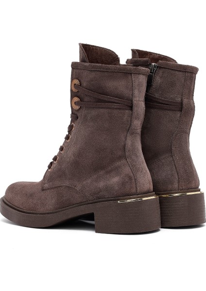 Kadın Vizon Fermuarlı Bağcıklı Süet Deri Postal Bot 25WFD202710