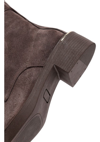 Kadın Vizon Fermuarlı Bağcıklı Süet Deri Postal Bot 25WFD202710