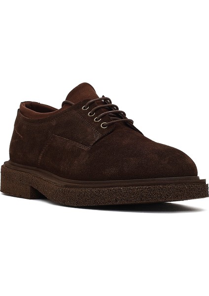 Erkek Kahverengi Bağcıklı Süet Deri Casual Ayakkabı 25WFD720110