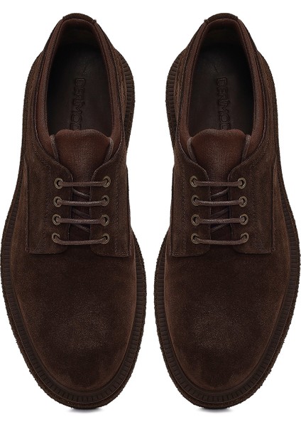 Erkek Kahverengi Bağcıklı Süet Deri Casual Ayakkabı 25WFD720110