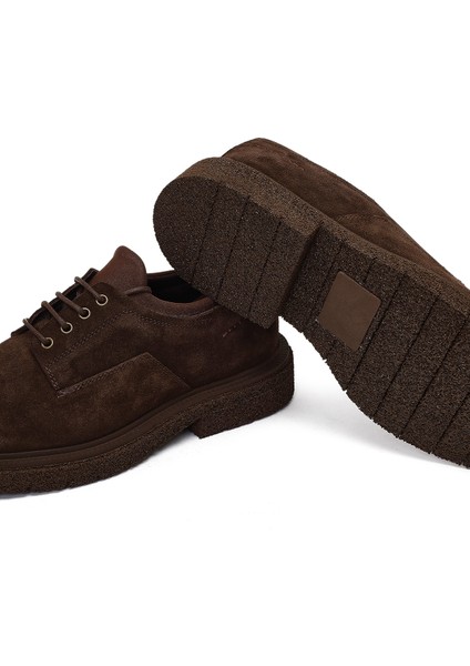 Erkek Kahverengi Bağcıklı Süet Deri Casual Ayakkabı 25WFD720110