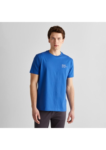 Erkek Lacivert Regular Fit Bisiklet Yaka Logolu T-Shirt