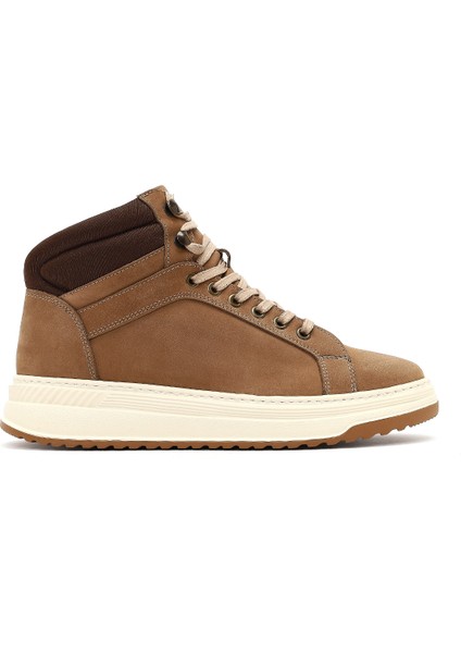 Erkek Bej Bağcıklı Kalın Tabanlı Nubuk Deri Spor Bot 25WFD6602V3