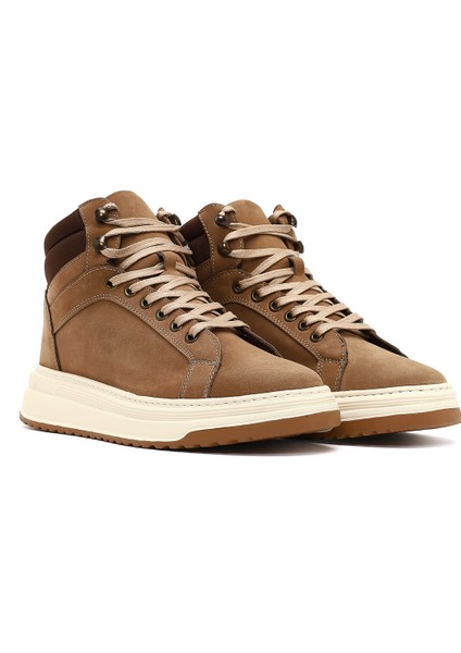 Erkek Bej Bağcıklı Kalın Tabanlı Nubuk Deri Spor Bot 25WFD6602V3 fırsatları