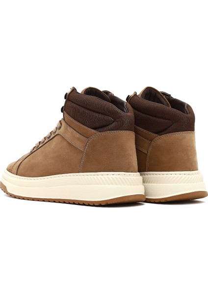 Erkek Bej Bağcıklı Kalın Tabanlı Nubuk Deri Spor Bot 25WFD6602V3