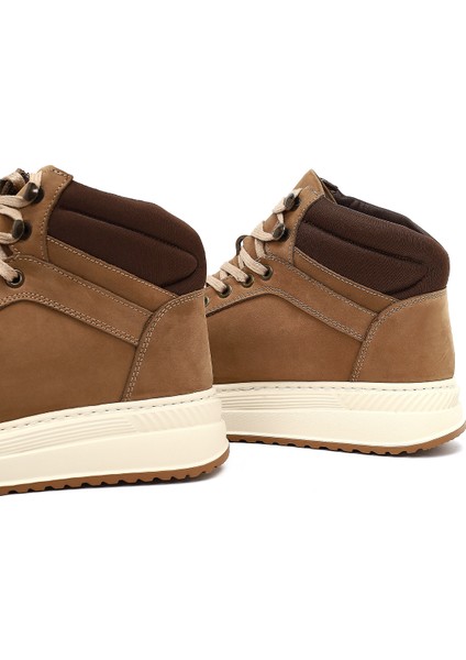 Erkek Bej Bağcıklı Kalın Tabanlı Nubuk Deri Spor Bot 25WFD6602V3