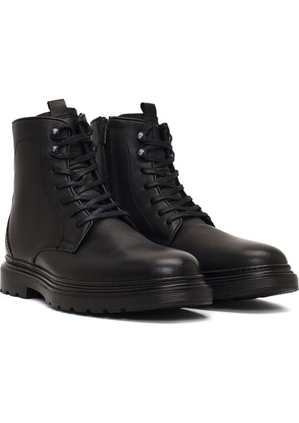 Erkek Siyah Fermuarlı Deri Casual Bot 25WFD678118 fırsatları