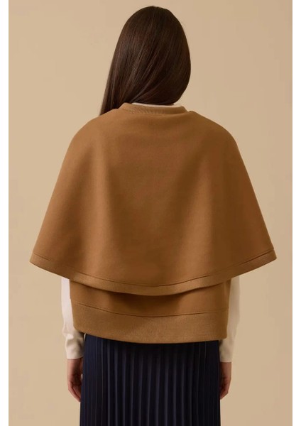 Kadın Katmanlı Kaşe Panço - Camel fiyatları