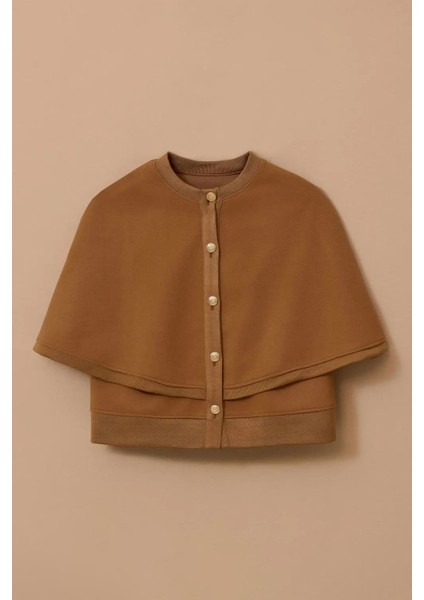 Kadın Katmanlı Kaşe Panço - Camel fırsatları