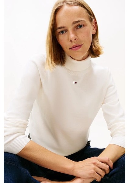 Kadın Essential Slim Fit Balıkçı Yaka Kazak - Kırık Beyaz fırsatları