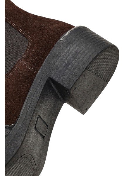 Kadın Kahverengi Kalın Tabanlı Süet Deri Chelsea Bot 25WFD340110