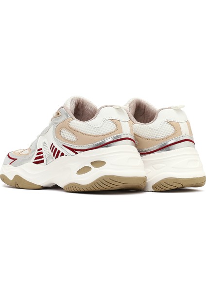 Kadın Bej Bağcıklı Kalın Tabanlı Sneaker 25AFD494214 indirimleri