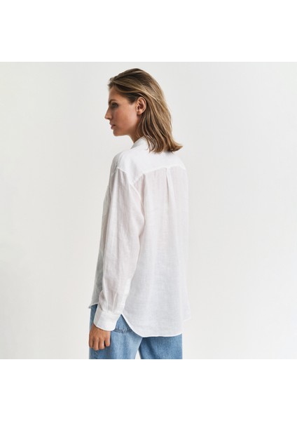 Kadın Beyaz Relaxed Fit Klasik Yaka Gömlek modelleri