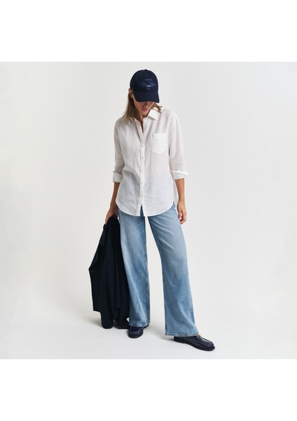 Kadın Beyaz Relaxed Fit Klasik Yaka Gömlek fırsatları