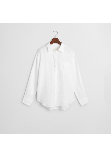 Kadın Beyaz Relaxed Fit Klasik Yaka Gömlek indirimleri