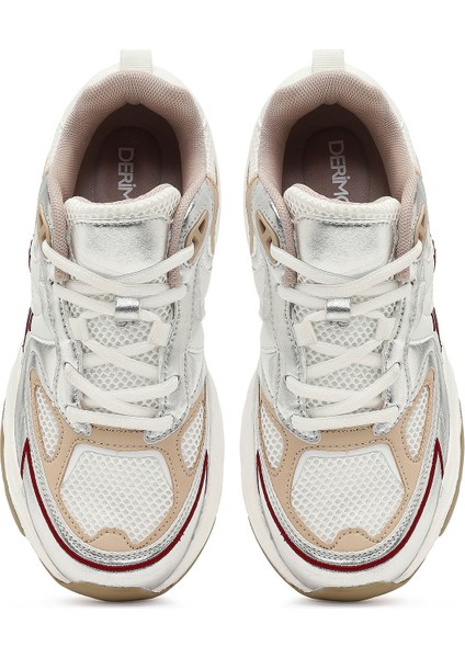 Kadın Bej Bağcıklı Kalın Tabanlı Sneaker 25AFD494214