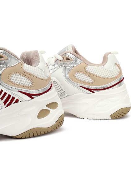 Kadın Bej Bağcıklı Kalın Tabanlı Sneaker 25AFD494214