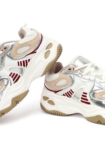 Kadın Bej Bağcıklı Kalın Tabanlı Sneaker 25AFD494214