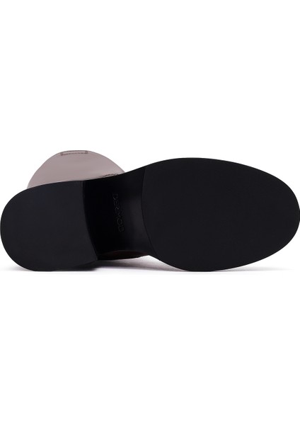 Kadın Kahverengi Kalın Topuklu Deri Çizme 25WFD491618