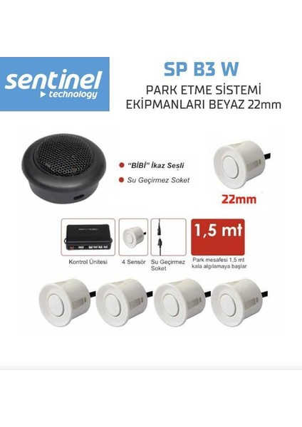 Park Sensörü Ses Ikazlı 22MM Beyaz