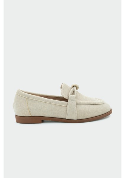 Onapy Bej Süet Düz Taban Düğüm Detaylı Ayakkabı