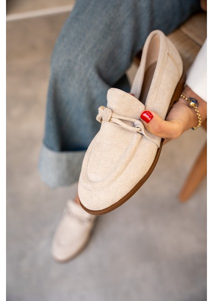 Onapy Bej Süet Düz Taban Düğüm Detaylı Ayakkabı fiyatları