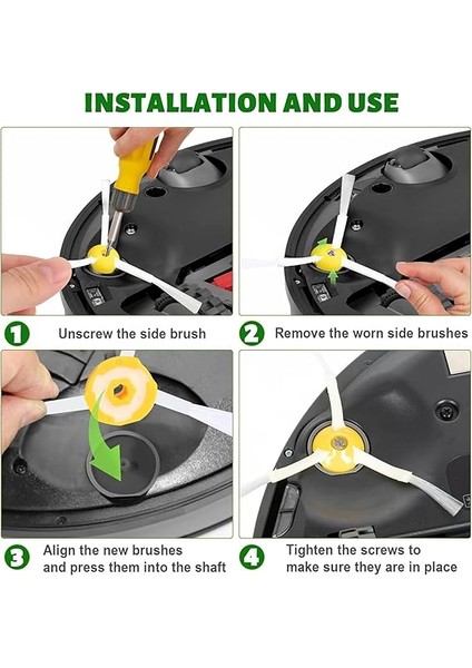 600-800-900 Serileri Irobot ile Uyumlu 800 850 851 860 865 866 870 871 876 880 885 886 890 891 896 900 960 960 966 99 80 990 Modelleri Yan Fırça Yedek Parça Seti-3 Adet indirimleri