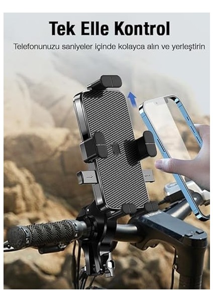 Polham Otomatik Kilit Sistemli Sarsılmaz Düşmez Gidon Uyumlu Bisiklet, Motosiklet Telefon Tutucu modelleri