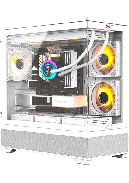 CF925 Tamperli Cam Gaming Oyuncu Kasasıhavit CF925 Tamperli Cam Gaming Oyuncu Kasası Beyaz - 3 Rgb Fanlı, Kumandalı, Itx/m-Atx/atx/e-Atx Uyumlu