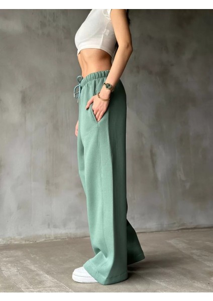 Palazzo Bol Paça Eşofman Pantolon - Yeşil fiyatları