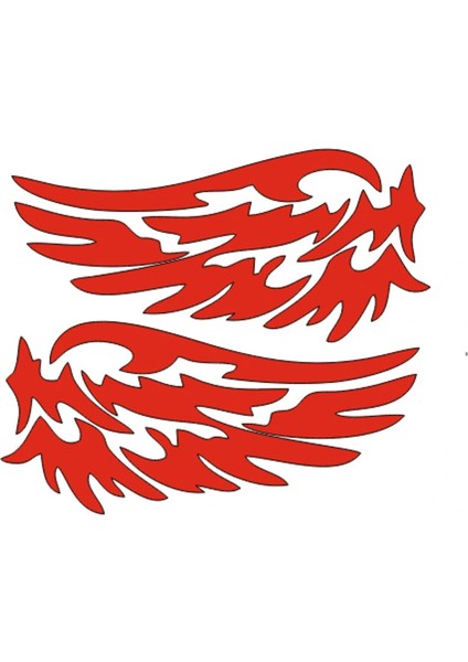 2 Adet Araba Motorsiklet Leptop Kask Kanat Sticker Reflektörlü ve Düz Renkler Kırmızı