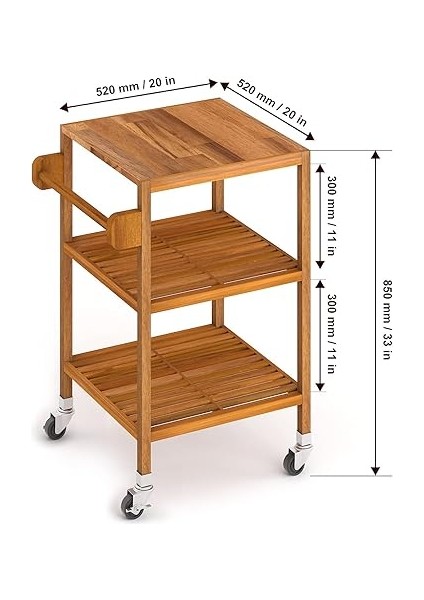 Masif Akasya,holger Mutfak Servis ARABASI,520X520X850 Mm,altın Tik modelleri