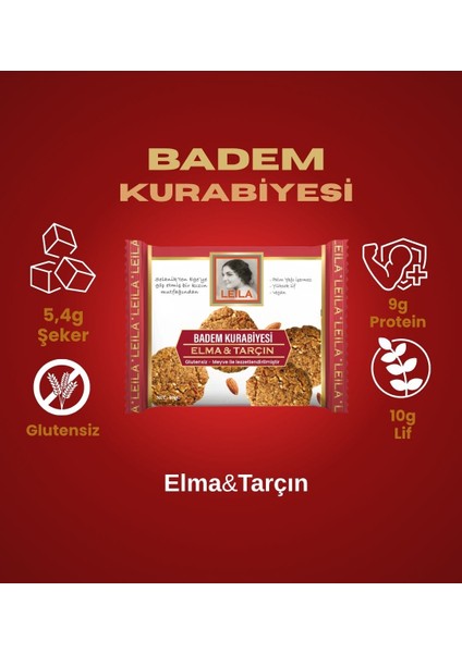 Leila Elma & Tarçın Badem Kurabiyesi 40gr x 2 Adet fırsatları