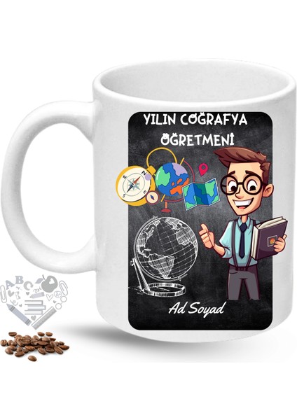 Coğrafya Öğretmeni Erkek Öğretmenler Günü Hediyesi Isimli Baskılı Porselen Kupa Bardak fiyatları