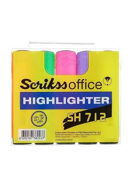 Office SH712 Fosforlu Kalem 5'li Blister Paket Karışık Renk fiyatları