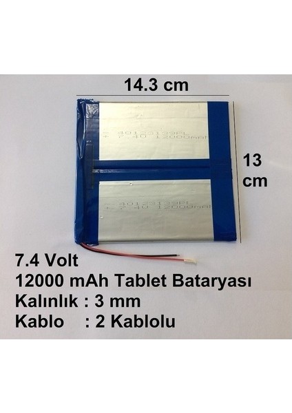 Üniversal Tablet Bataryası Ebat 14.3 x 13 cm 7200 Mah 7.4V