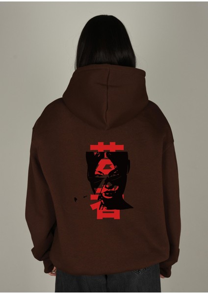 Geisha Baskılı Kapüşonlu Sweatshirt