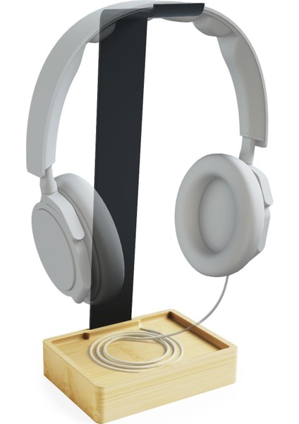 Kd Essentials – Kulaklık Tutucu ve Başlık Askısı, Son Derece Dayanıklı Metal ve Bambudan Yapılmış, Plastiksiz – Pratik Tutucu Başlığı Korur ve Masa Düzenini Sağlar