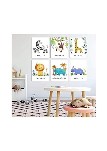 Karınca Çocuk Odası Dekorasyonu Ahşap Duvar Tablosu Ilham Veren Hayvanlar Çocuklar Için Ahşap Tablo 6 Adet Çocuk Odası Ahşap Tablo fiyatları