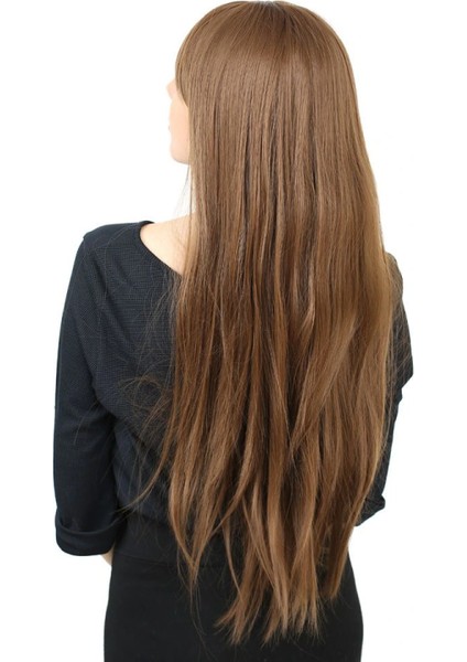 Fiber Sentetik Uzun Düz Kahküllü Peruk - Kumral indirimleri